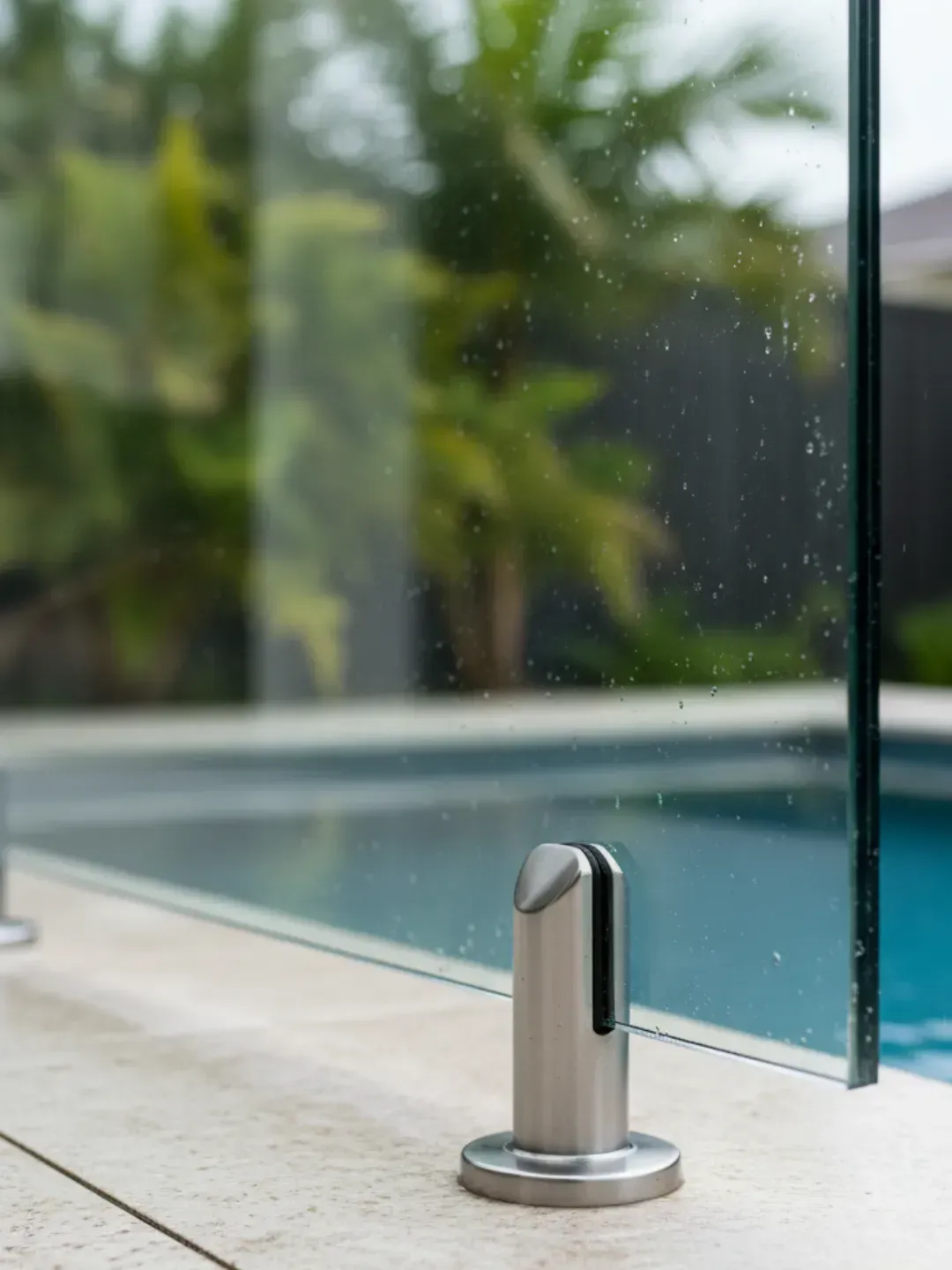 Corrosion-resistant stainless steel spigots and hardware for frameless glass pool fencing